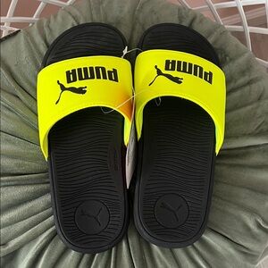 Puma Neon Yellow and Black Slides